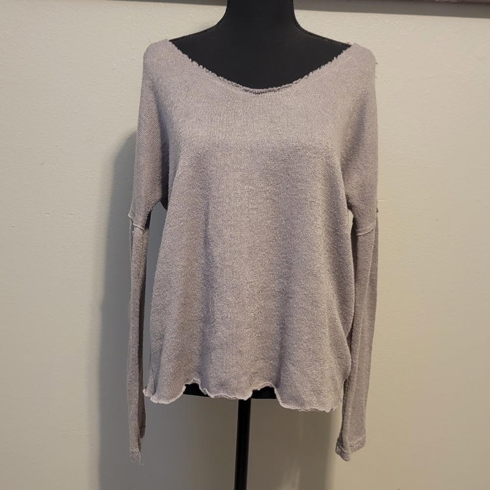 Misslook Gray V-Neck Blouse Womens Casual Lounge Staple Minimalist size M